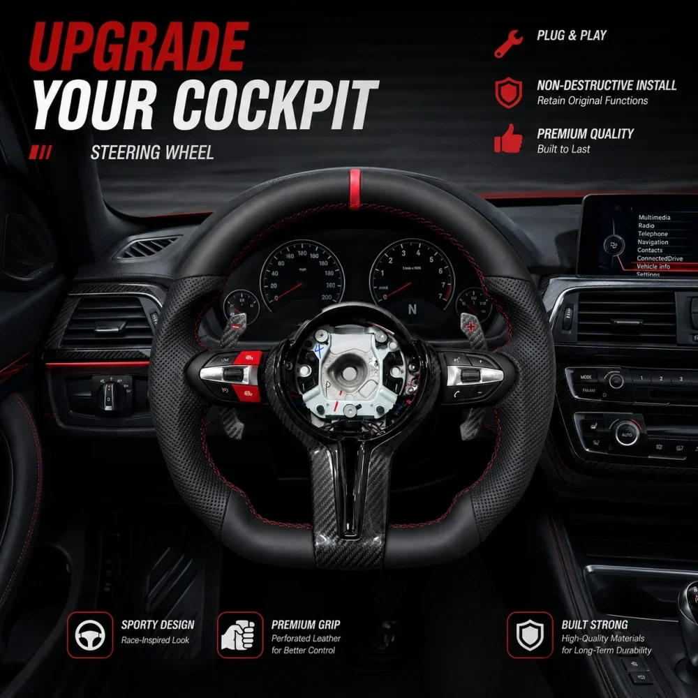 For BMW M Sport Carbon Fiber Steering Wheel Upgrade Red Center Mark F10 F12 F30 F32 F34 F22 F15 F16 F25 F26 M3 M5 M6
For BMW M Sport Carbon Fiber Steering Wheel Upgrade Red Center Mark F10 F12 F30 F32 F34 F22 F15 F16 F25 F26 M3 M5 M6