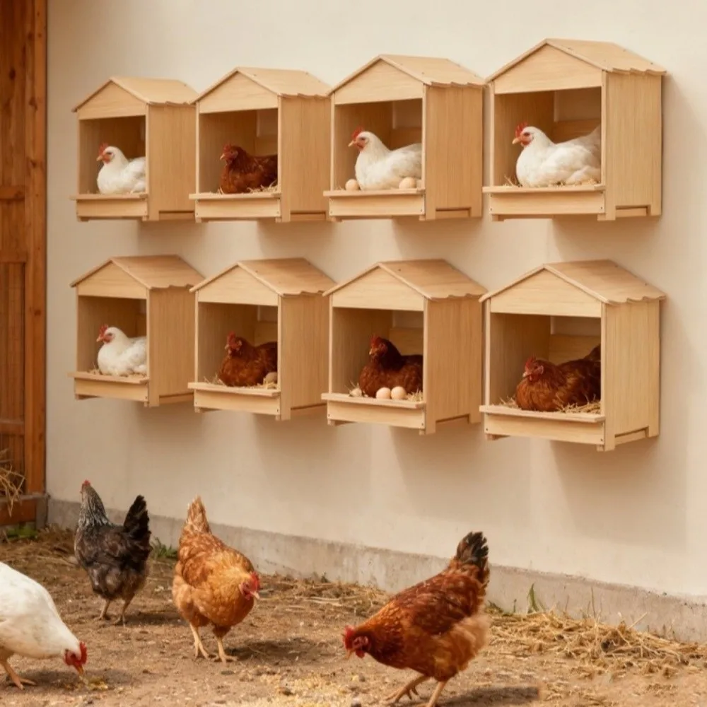 Wall Mounted Wooden Chicken Nest Box Large Capacity Detachable Egg Laying Box Stable House Shape Chicken Coop
Wall Mounted Wooden Chicken Nest Box Large Capacity Detachable Egg Laying Box Stable House Shape Chicken Coop