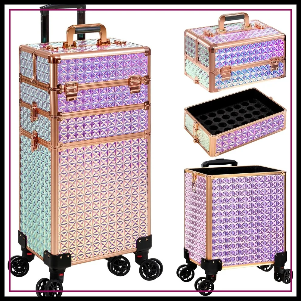 3-in-1 Rolling Makeup Case with Wheels, Professional Cosmetic Trolley for Hairstylist, Nail Artist, Beauty Salon
3-in-1 Rolling Makeup Case with Wheels, Professional Cosmetic Trolley for Hairstylist, Nail Artist, Beauty Salon