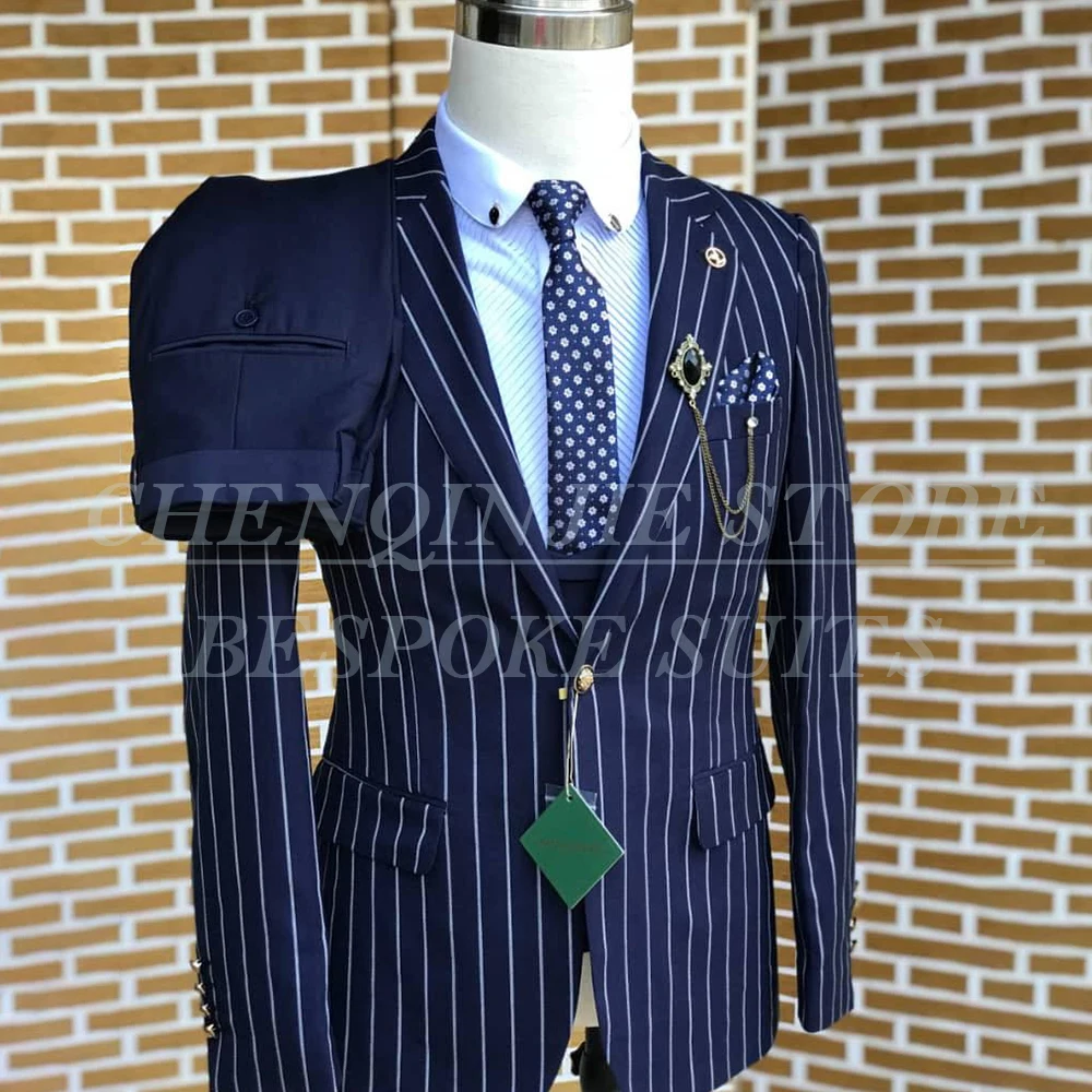 Eelgant Stripe Men's Suits 3 Piece Jacket Pants Vest Outfits Luxury Single Breasted Notch Lapel Slim Fit Male Clothing Costume
Eelgant Stripe Men's Suits 3 Piece Jacket Pants Vest Outfits Luxury Single Breasted Notch Lapel Slim Fit Male Clothing Costume