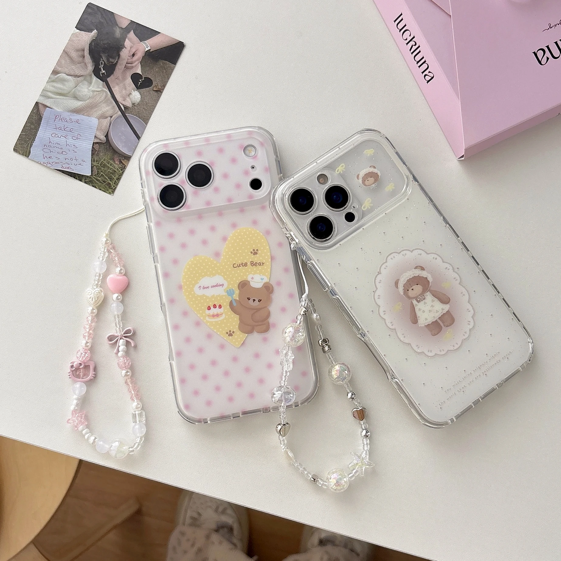 Cartoon Simple Bear Polka Dot Pattern Pink White Shockproof Protective Cover Case For iPhone 17 16 15 Pro Max with Lanyard
Cartoon Simple Bear Polka Dot Pattern Pink White Shockproof Protective Cover Case For iPhone 17 16 15 Pro Max with Lanyard