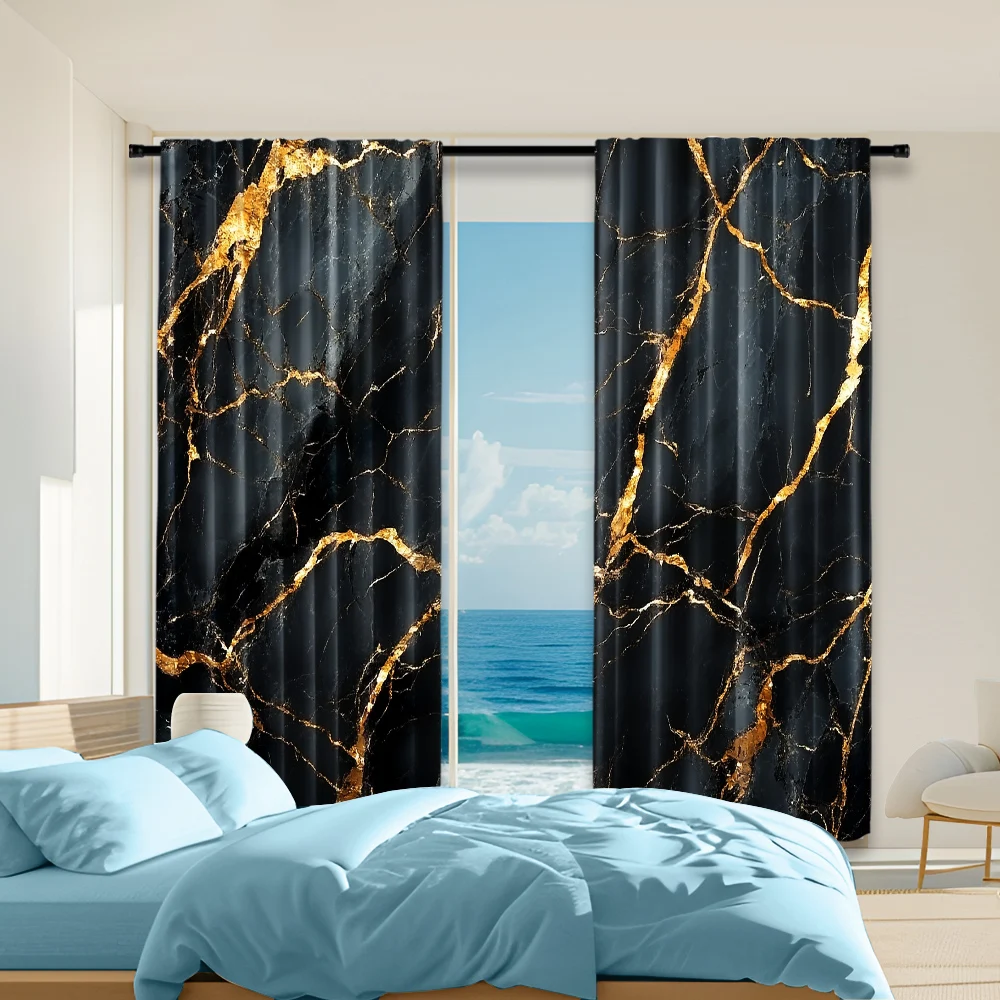 2 pcs, versatile polyester transparent curtains for home decoration Black Marble Print for use in bedrooms and living rooms
2 pcs, versatile polyester transparent curtains for home decoration Black Marble Print for use in bedrooms and living rooms
