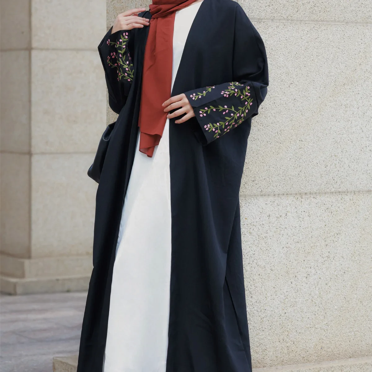 Floral Embroidery Open Front Abaya Muslim Maxi Dresses Full Sleeve Loose Turkey Kaftans Women Jilbabs Islamic Arabian Abayas
Floral Embroidery Open Front Abaya Muslim Maxi Dresses Full Sleeve Loose Turkey Kaftans Women Jilbabs Islamic Arabian Abayas