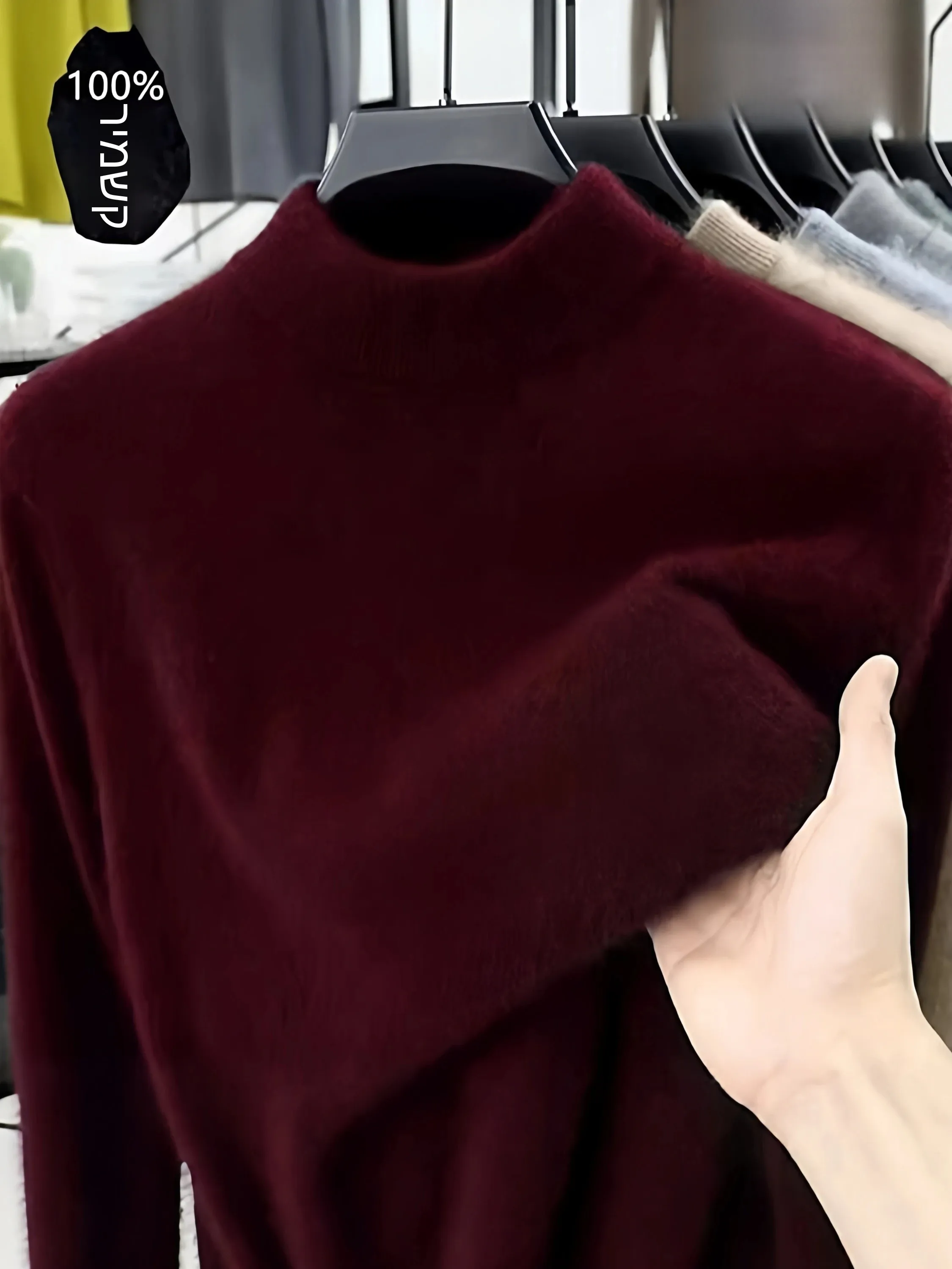 100% Pure Cashmere Sweater Men's Winter Thick Warm Half High Collar Wool Base Shirt Male Model Business Casual Long Sleeve
100% Pure Cashmere Sweater Men's Winter Thick Warm Half High Collar Wool Base Shirt Male Model Business Casual Long Sleeve