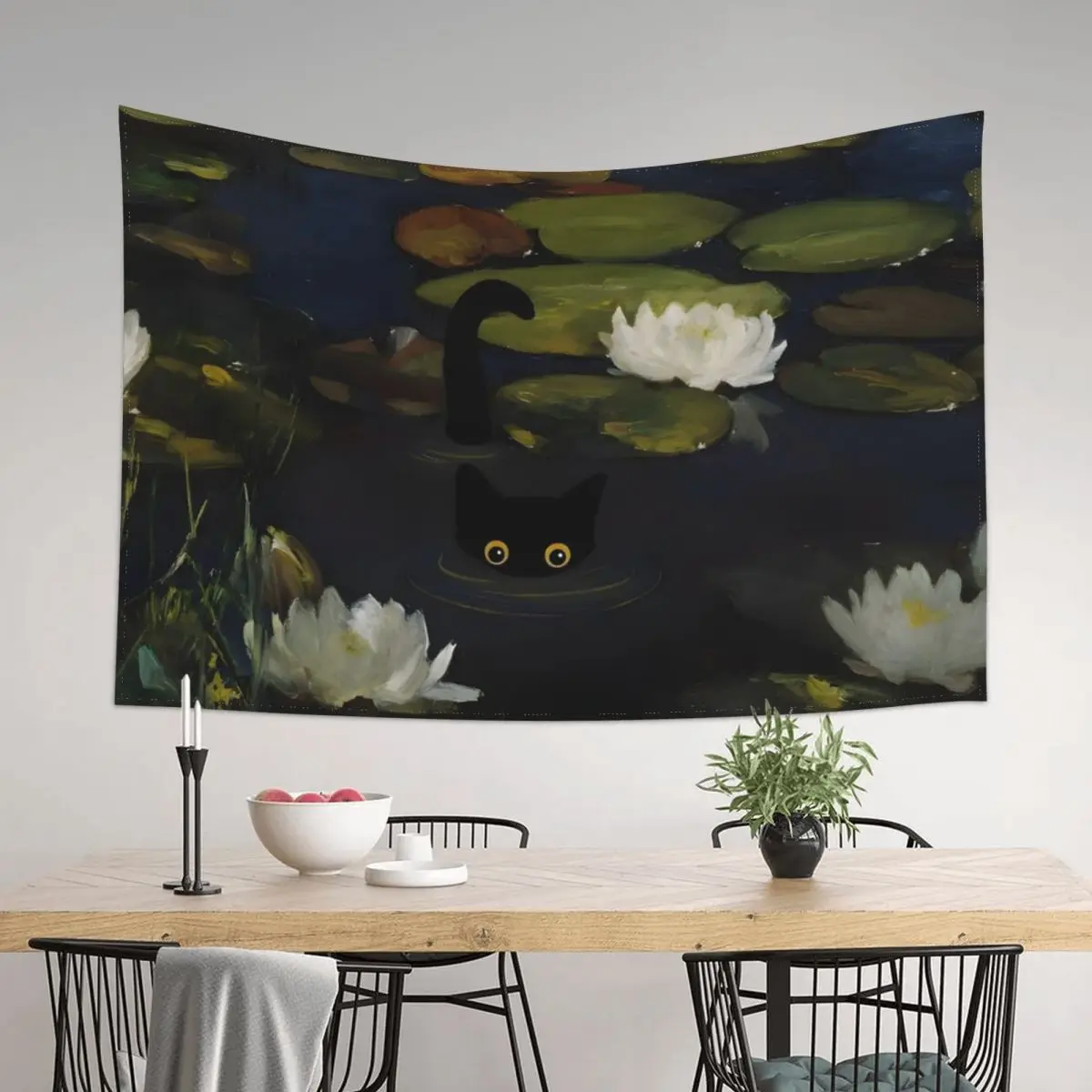 Monet Black Cat in Water Lilies Tapestry Aesthetics For Room Decor Home For Bedroom Wall Hangings Decoration Tapestry 
Monet Black Cat in Water Lilies Tapestry Aesthetics For Room Decor Home For Bedroom Wall Hangings Decoration Tapestry