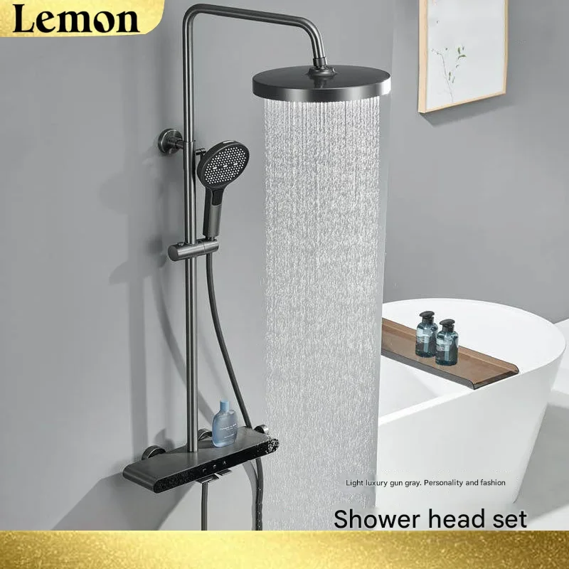 Modern Gun Gray Waterfall Shower System Bathroom Bath Crane Mixer Tap Water Saving Rain Shower Faucets Bathtub Set
Modern Gun Gray Waterfall Shower System Bathroom Bath Crane Mixer Tap Water Saving Rain Shower Faucets Bathtub Set