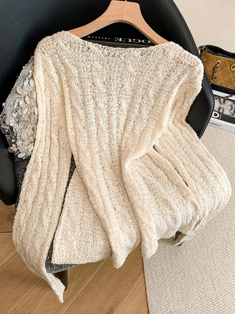 Женский вязаный свитер с ажурным узором, длинными рукавами, свободного кроя, повседневный, весенняя новинка, топ с микротекстурой
Женский вязаный свитер с ажурным узором, длинными рукавами, свободного кроя, повседневный, весенняя новинка, топ с микротекстурой