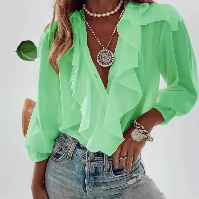 Women's Spring Thin Solid Shirt Fashion Lace Splicing Single Breasted Cardigan Long Sleeve Top Ladies Loose Versatile Blouses
Women's Spring Thin Solid Shirt Fashion Lace Splicing Single Breasted Cardigan Long Sleeve Top Ladies Loose Versatile Blouses