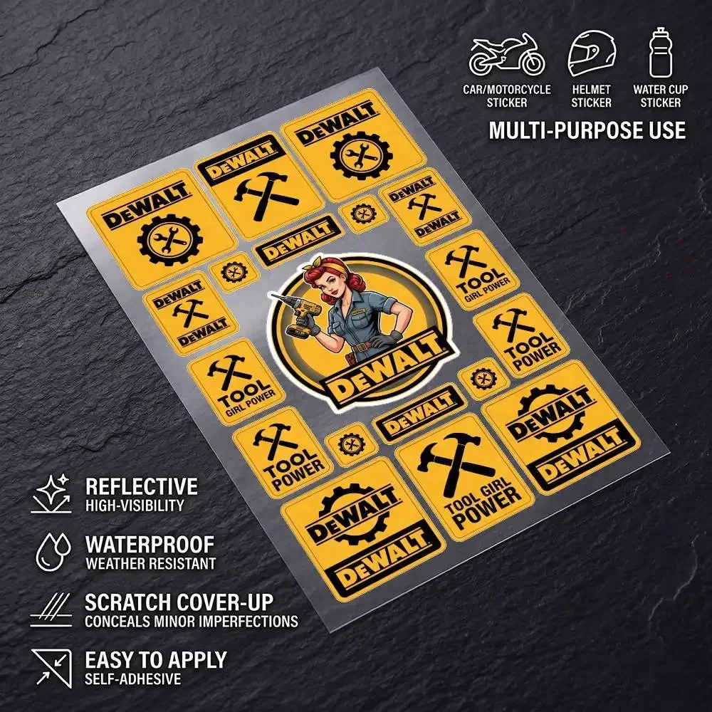 FOR DEWALT TOLL Universal Multi-Purpose Reflective Waterproof Stickers Scratch Conceal For Auto Bike Helmet Mug Fridge
FOR DEWALT TOLL Universal Multi-Purpose Reflective Waterproof Stickers Scratch Conceal For Auto Bike Helmet Mug Fridge
