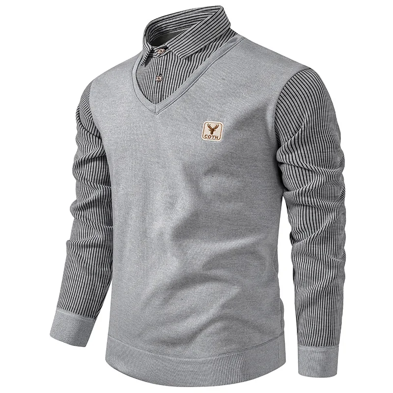Autumn and Winter New Men's Fake Two-piece Knitted Fashion Shirt Collar Jacket Men's Sweater with T-shirt Inside
Autumn and Winter New Men's Fake Two-piece Knitted Fashion Shirt Collar Jacket Men's Sweater with T-shirt Inside