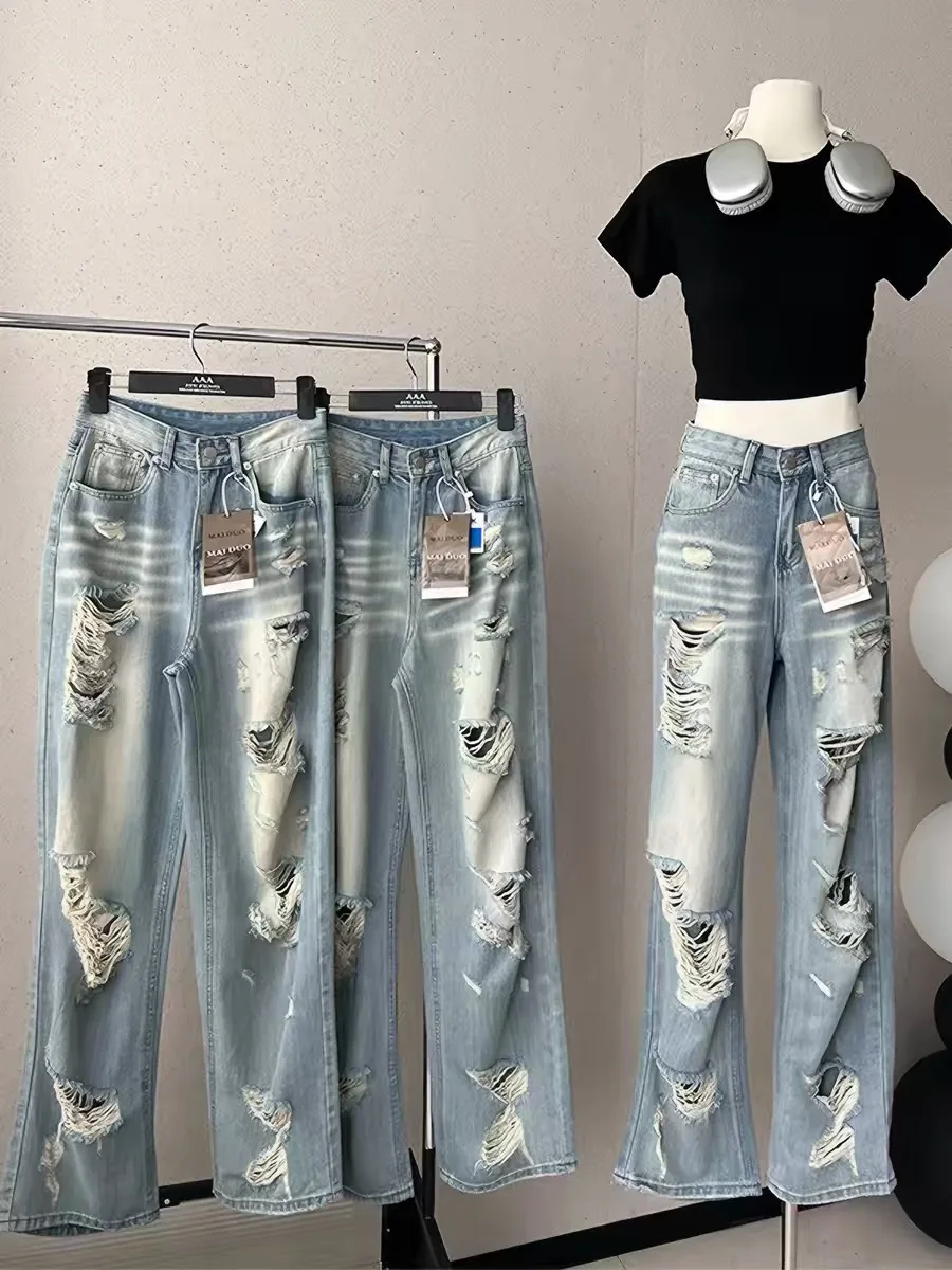 American Style High Waist Wide Leg Jeans Women Summer Thin Loose Drapey BF Lazy Floor-Length Pants Casual Loose Fit Denim
American Style High Waist Wide Leg Jeans Women Summer Thin Loose Drapey BF Lazy Floor-Length Pants Casual Loose Fit Denim