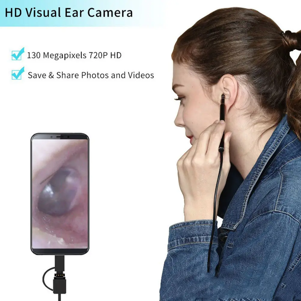 5.5mm Ear Inspection Camera Visual Otoscope for Safe Ear Wax Removal Hd Display 6 LED Lighting App Alarm Notification All Ages
5.5mm Ear Inspection Camera Visual Otoscope for Safe Ear Wax Removal Hd Display 6 LED Lighting App Alarm Notification All Ages