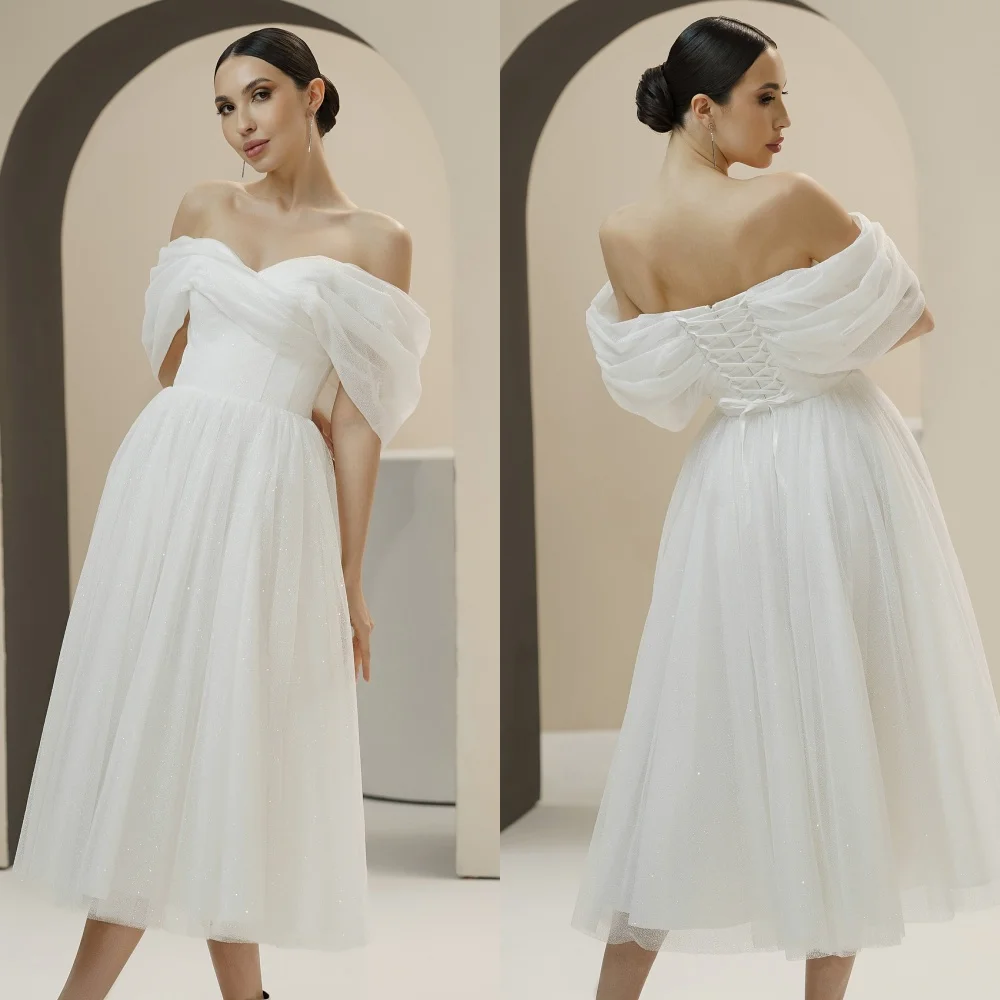 Customized Modern Style Matching Tulle Pleat Criss-Cross Ball Gown Off-the-shoulder Tea Length Dresses Bespoke Occasion Dresses
Customized Modern Style Matching Tulle Pleat Criss-Cross Ball Gown Off-the-shoulder Tea Length Dresses Bespoke Occasion Dresses