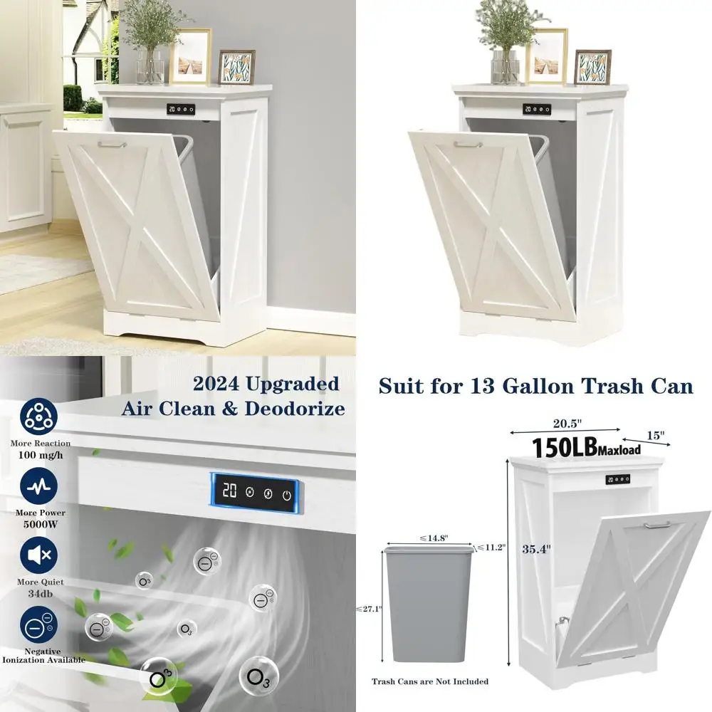 Hidden Kitchen Trash Cabinet with Deodorizing and Negative Ion Technology, Suitable for Kitchen, Dining, and Living Rooms, White
Hidden Kitchen Trash Cabinet with Deodorizing and Negative Ion Technology, Suitable for Kitchen, Dining, and Living Rooms, White