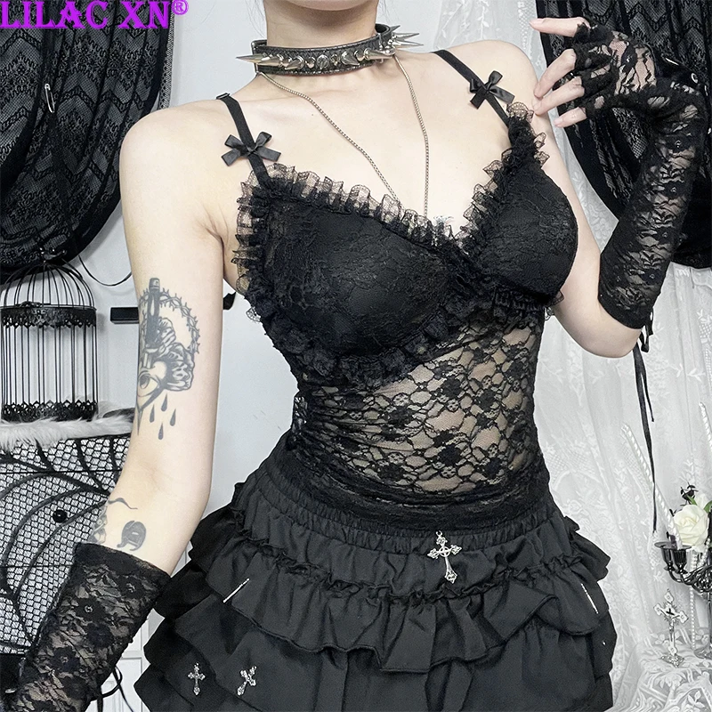 Lilac XN Y2K Sexy Floral Lace See Through Corset Crop Top Goth Black V-Neck Backless Camisole Women Summer Camis Top Tank Top
Lilac XN Y2K Sexy Floral Lace See Through Corset Crop Top Goth Black V-Neck Backless Camisole Women Summer Camis Top Tank Top