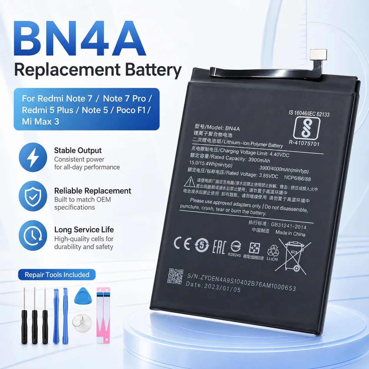 Rechargeable Li-ion Battery for Xiaomi Mi Redmi Note Max Mix 2 3 3S 3X 4 4X 4A 5 5A 5S 5X M5 6 6A 7 7A 8 9A Phone Cell Repair
Rechargeable Li-ion Battery for Xiaomi Mi Redmi Note Max Mix 2 3 3S 3X 4 4X 4A 5 5A 5S 5X M5 6 6A 7 7A 8 9A Phone Cell Repair