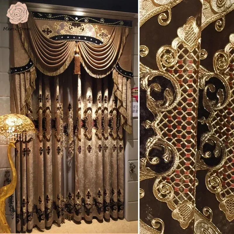 European Coffee Color Chenille Hollow Out Embroidered Curtains for Living Room Bedroom Villa High Window Custom Made Drapes
European Coffee Color Chenille Hollow Out Embroidered Curtains for Living Room Bedroom Villa High Window Custom Made Drapes