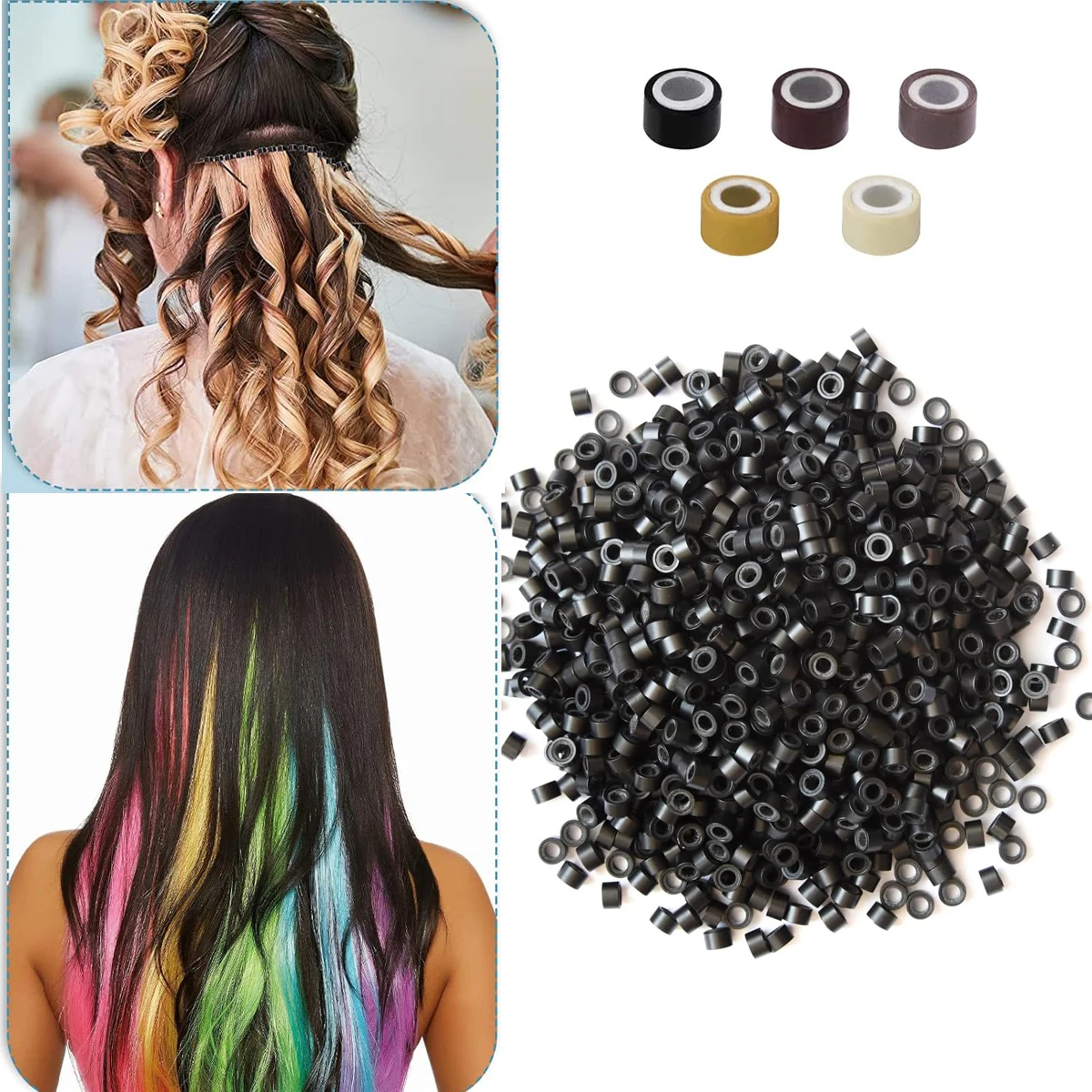 1Bag 100pcs Silicone Micro Link Tube Ring For Wig Hair Extensions Lined Beads Salon Tools 5mm*3mm*3mm 5 Colors
1Bag 100pcs Silicone Micro Link Tube Ring For Wig Hair Extensions Lined Beads Salon Tools 5mm*3mm*3mm 5 Colors