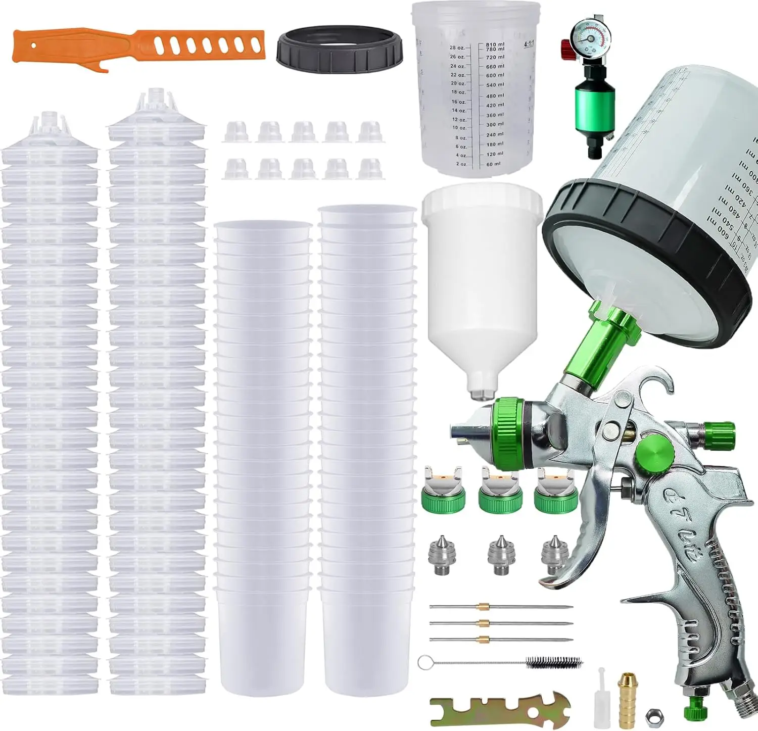 Air Spray Gun Set with 60Pcs 600cc Paint Cups & 3Pcs Gravity Feed Guns + Water/Oil Separator for Cars & DIY Painting
Air Spray Gun Set with 60Pcs 600cc Paint Cups & 3Pcs Gravity Feed Guns + Water/Oil Separator for Cars & DIY Painting