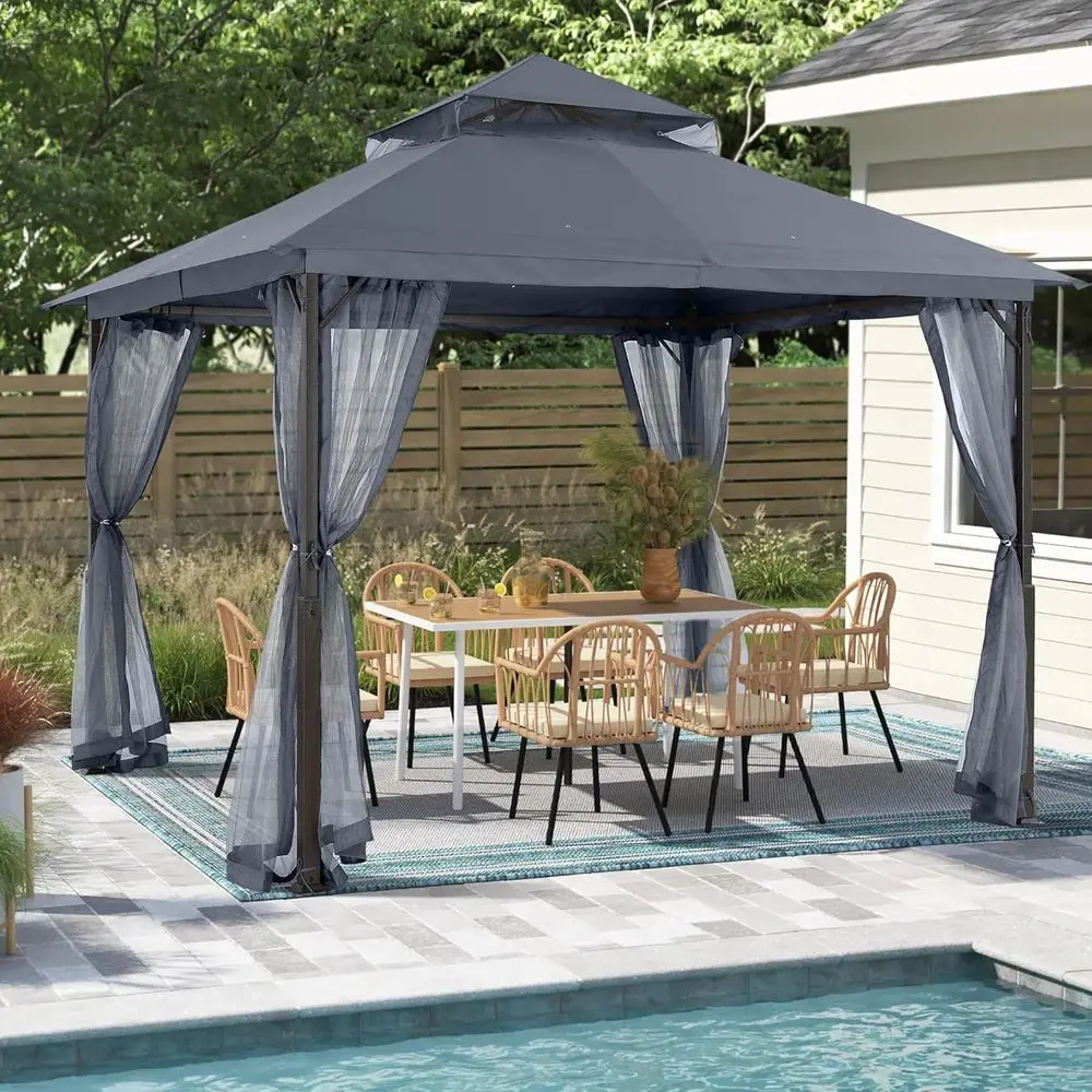 Outdoor Patio Gazebo with Double Roos, Stable Steel e and Mosquito Netting (11x11,k Gray)
Outdoor Patio Gazebo with Double Roos, Stable Steel e and Mosquito Netting (11x11,k Gray)
