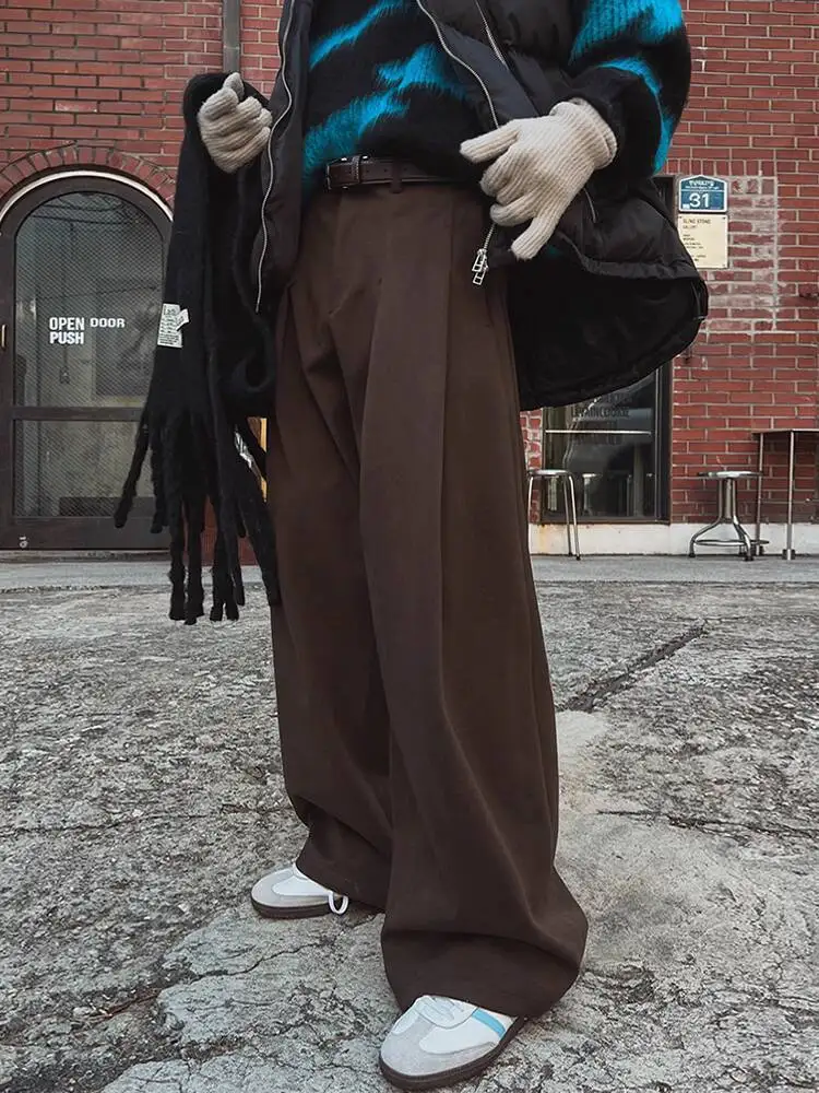 SYUHGFA 2025 Winter Simple Men's Suit Pants Solid Color Casual Wide Leg All-match Straight Korean Style Male Trousers Cleanfit
SYUHGFA 2025 Winter Simple Men's Suit Pants Solid Color Casual Wide Leg All-match Straight Korean Style Male Trousers Cleanfit