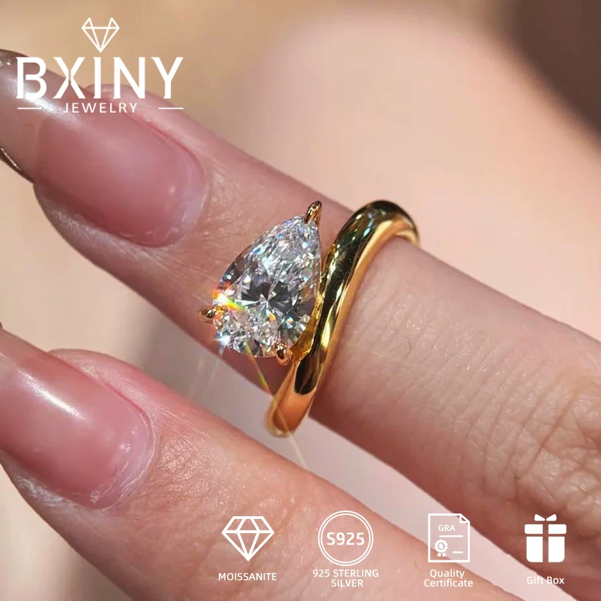 BXINY 1.5/3CT Pear Cut Moissanite Rings S925 Silver for Women WaterDrop Solitaire Wedding Bands Gifts Fine Jewelry GRA Certified
BXINY 1.5/3CT Pear Cut Moissanite Rings S925 Silver for Women WaterDrop Solitaire Wedding Bands Gifts Fine Jewelry GRA Certified