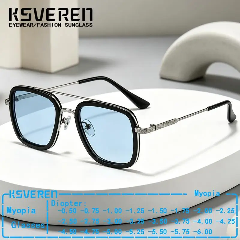 Trendy Square Metal Double Bridge Blue Myopia Glasses Men Women Outdoor Sunshade Eyewear Customized Optical Prescription Lenses
Trendy Square Metal Double Bridge Blue Myopia Glasses Men Women Outdoor Sunshade Eyewear Customized Optical Prescription Lenses