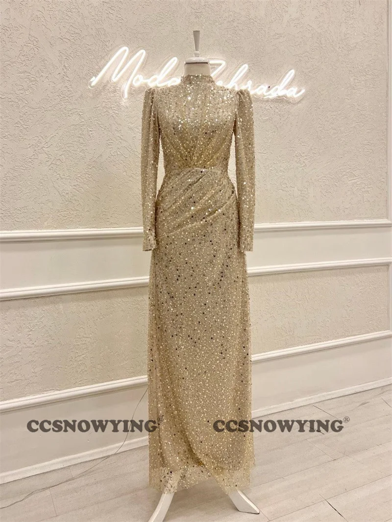 Sparkly Sequin Long Sleeve Muslim Evening Dresses High Neck Hijab Prom Formal Party Gown Arabic Dubai Kaftan Robes De Soirée
Sparkly Sequin Long Sleeve Muslim Evening Dresses High Neck Hijab Prom Formal Party Gown Arabic Dubai Kaftan Robes De Soirée