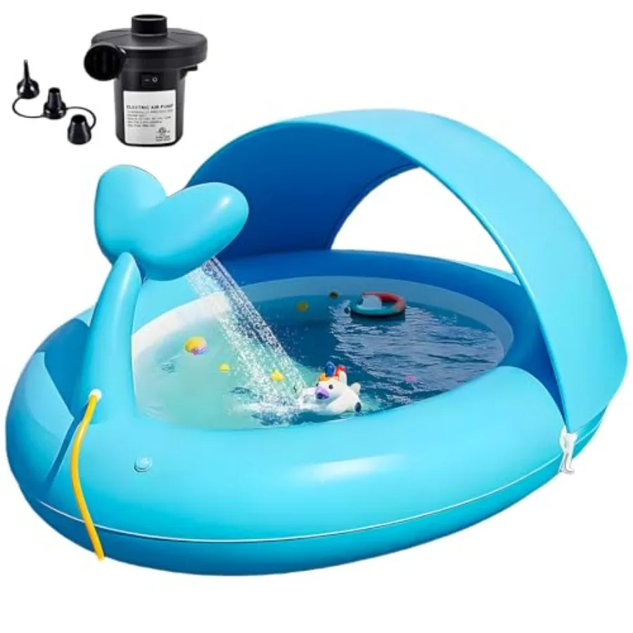 Inflatable Pool with Detachable CanopyBlue Whale Sprinkler Baby Swimming Pool for Toddlers Portable Kiddie Pool for Backyard Ou
Inflatable Pool with Detachable CanopyBlue Whale Sprinkler Baby Swimming Pool for Toddlers Portable Kiddie Pool for Backyard Ou