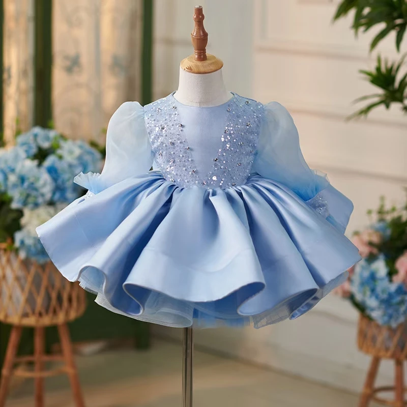 Jill Wish M043 Light Blue Baby Girl Dress with Sequin Bodice & Puffed Organza Sleeves – Voluminous Satin Skirt with Back Bow
Jill Wish M043 Light Blue Baby Girl Dress with Sequin Bodice & Puffed Organza Sleeves – Voluminous Satin Skirt with Back Bow