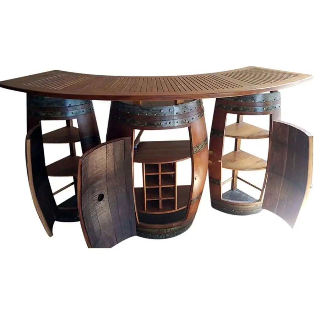 Oak Wood Wine Barrel Bar with 6 t Teak Wood oldable Bar Counter 72" L x 24" D x 42" H
Oak Wood Wine Barrel Bar with 6 t Teak Wood oldable Bar Counter 72" L x 24" D x 42" H