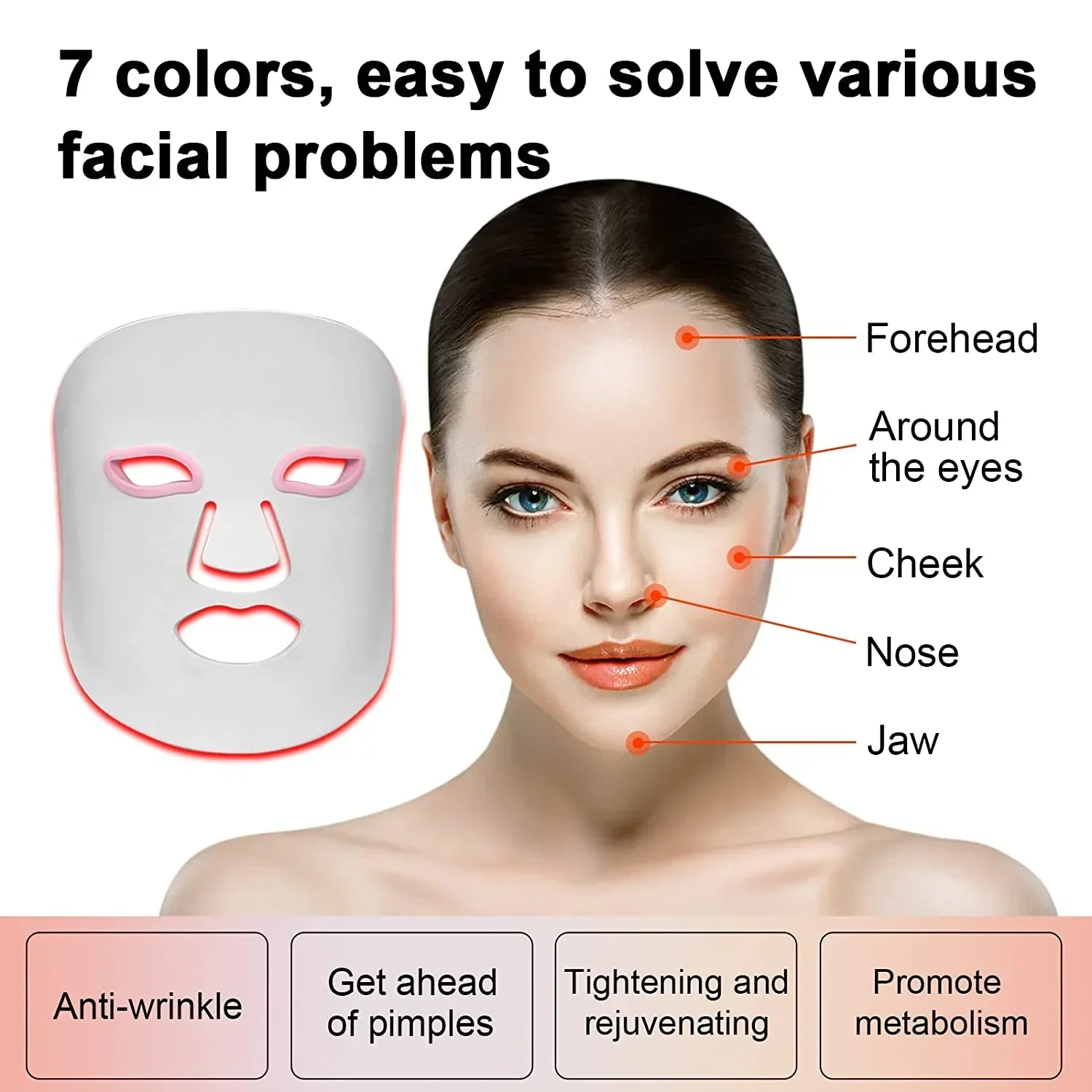 Perfect New Silicone Mask Multi-wavelengths 7 Colors Face & Neck Mask Pain Relief Home Spa LED Light Therapy Mask
Perfect New Silicone Mask Multi-wavelengths 7 Colors Face & Neck Mask Pain Relief Home Spa LED Light Therapy Mask