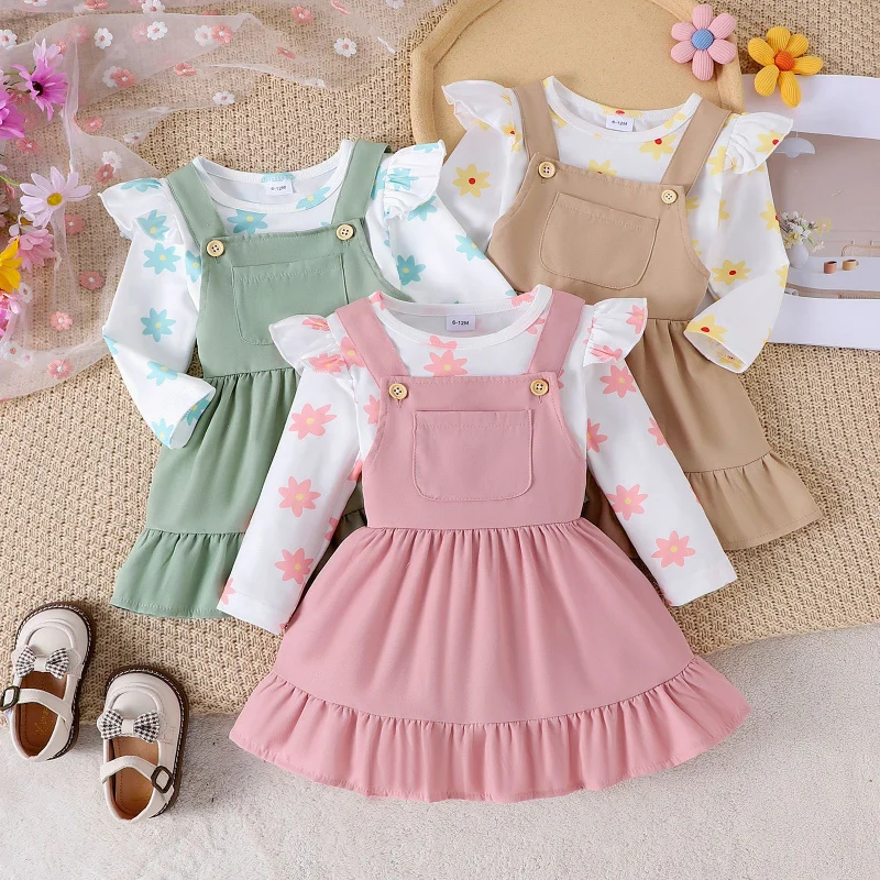 Girls' Outfit Spring Summer Flutter Sleeve Printed Top Ruffled Strap Dress Two-Piece Set
Girls' Outfit Spring Summer Flutter Sleeve Printed Top Ruffled Strap Dress Two-Piece Set