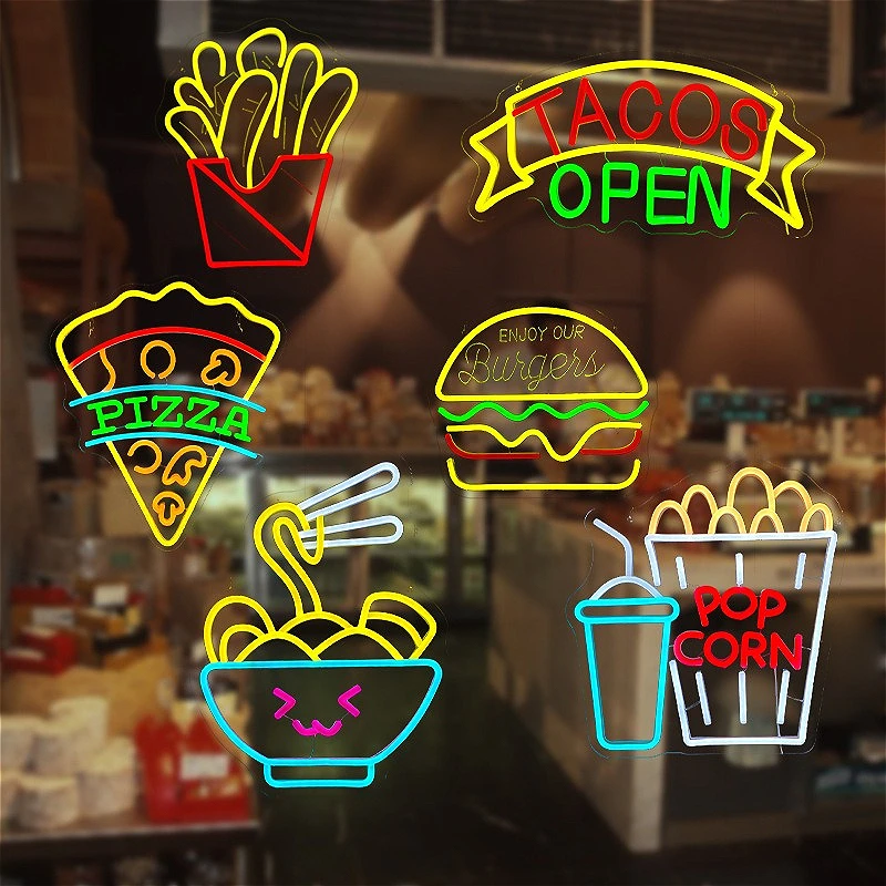 Neon Acrylic Wall Decoration Ambient Light Arrangement, Pizza and Hamburger Sign LED Lights
Neon Acrylic Wall Decoration Ambient Light Arrangement, Pizza and Hamburger Sign LED Lights