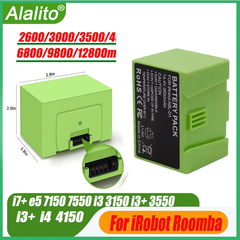 Замена батареи i7 для iRobot Roomba 14,4 В 6800 мАч e и i Series i7+ e5 7150 7550 i3 3150 i3+ 3550 i4 4150 i4+ 4624864
Замена батареи i7 для iRobot Roomba 14,4 В 6800 мАч e и i Series i7+ e5 7150 7550 i3 3150 i3+ 3550 i4 4150 i4+ 4624864