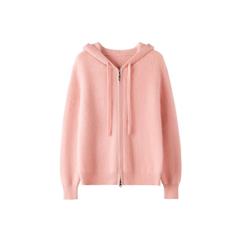 100% cashmere autumn and winter new women's hooded cardigan cashmere loose cardigan solid color knitted warm sweater coat.
100% cashmere autumn and winter new women's hooded cardigan cashmere loose cardigan solid color knitted warm sweater coat.