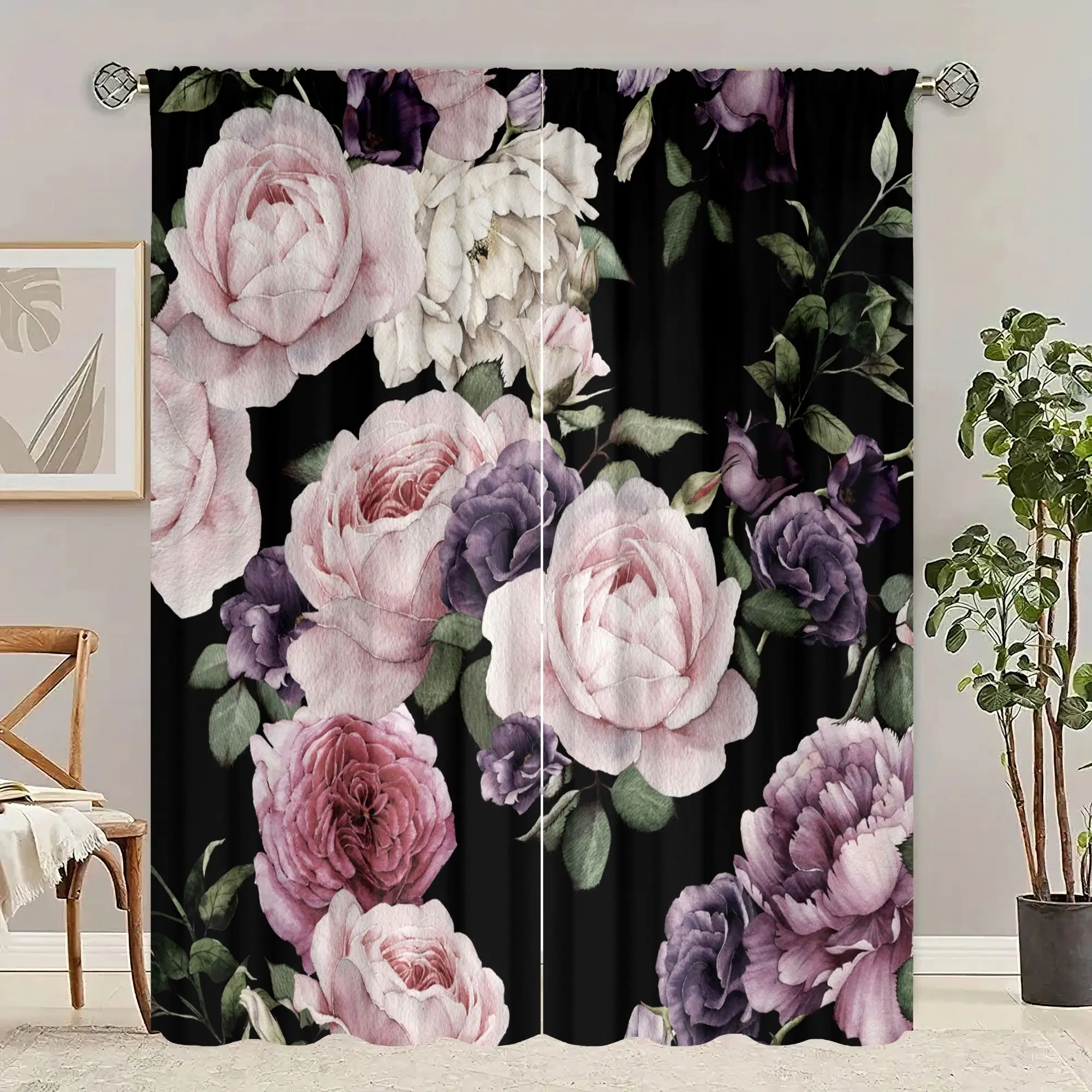 2 pieces - flower - printed curtain - polyester material - for bedroom living room study anti-privacy curtain
2 pieces - flower - printed curtain - polyester material - for bedroom living room study anti-privacy curtain