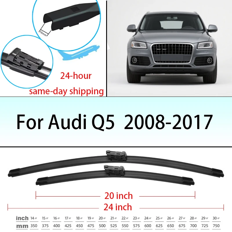 For Audi Q5 Front Wiper Blades 2008-2017 2010 2011 2012 2013 2014 2015 2016 Windscreen Windshield Window Accessories 24"+20"
For Audi Q5 Front Wiper Blades 2008-2017 2010 2011 2012 2013 2014 2015 2016 Windscreen Windshield Window Accessories 24"+20"