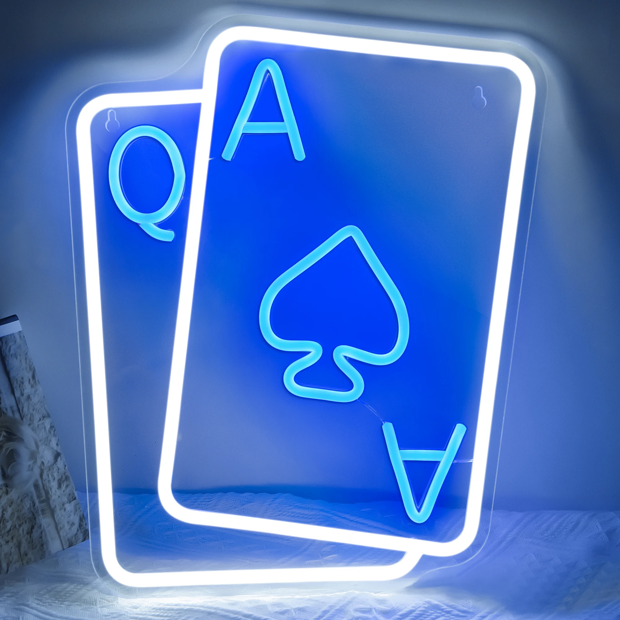 Playing Cards Neon Signs for Wall Decor Poker Teens Led Neon Light Blue White LED Light Sign for Bedroom Casino Decor
Playing Cards Neon Signs for Wall Decor Poker Teens Led Neon Light Blue White LED Light Sign for Bedroom Casino Decor
