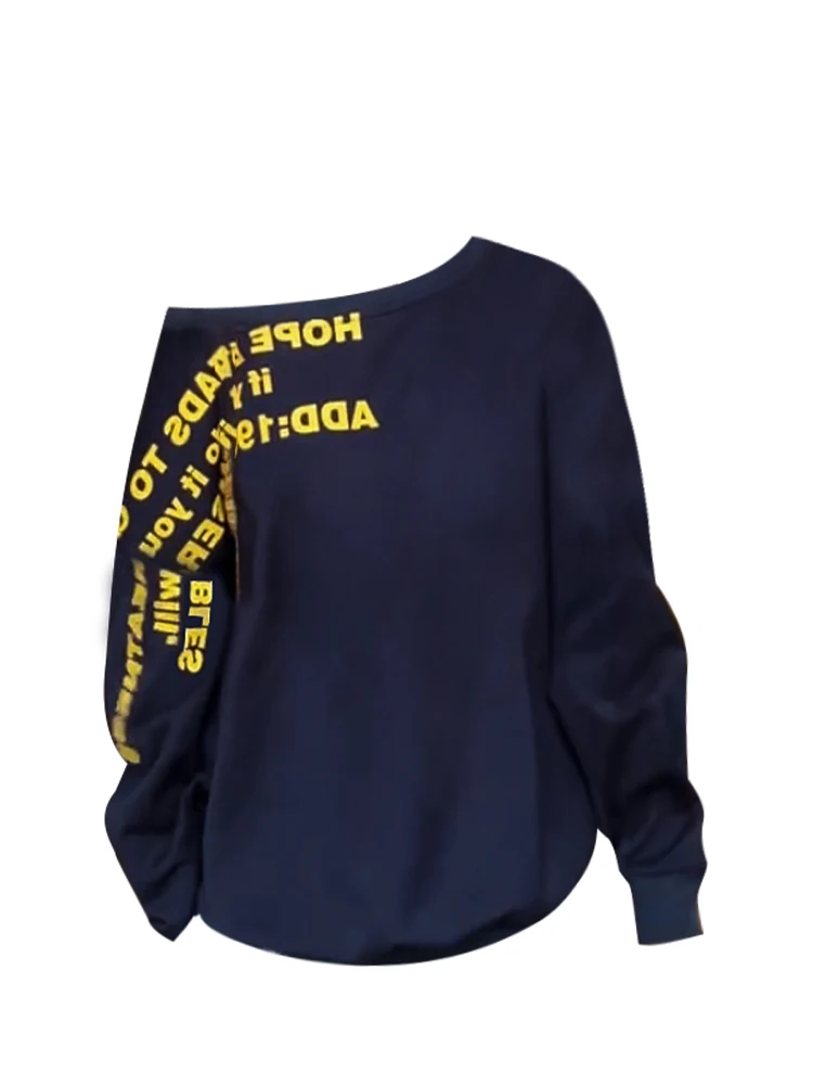 Long-sleeved sweaterwomen's American letter-printed slanted shoulder spring and autumn casual loosethin pullover top fashionable
Long-sleeved sweaterwomen's American letter-printed slanted shoulder spring and autumn casual loosethin pullover top fashionable