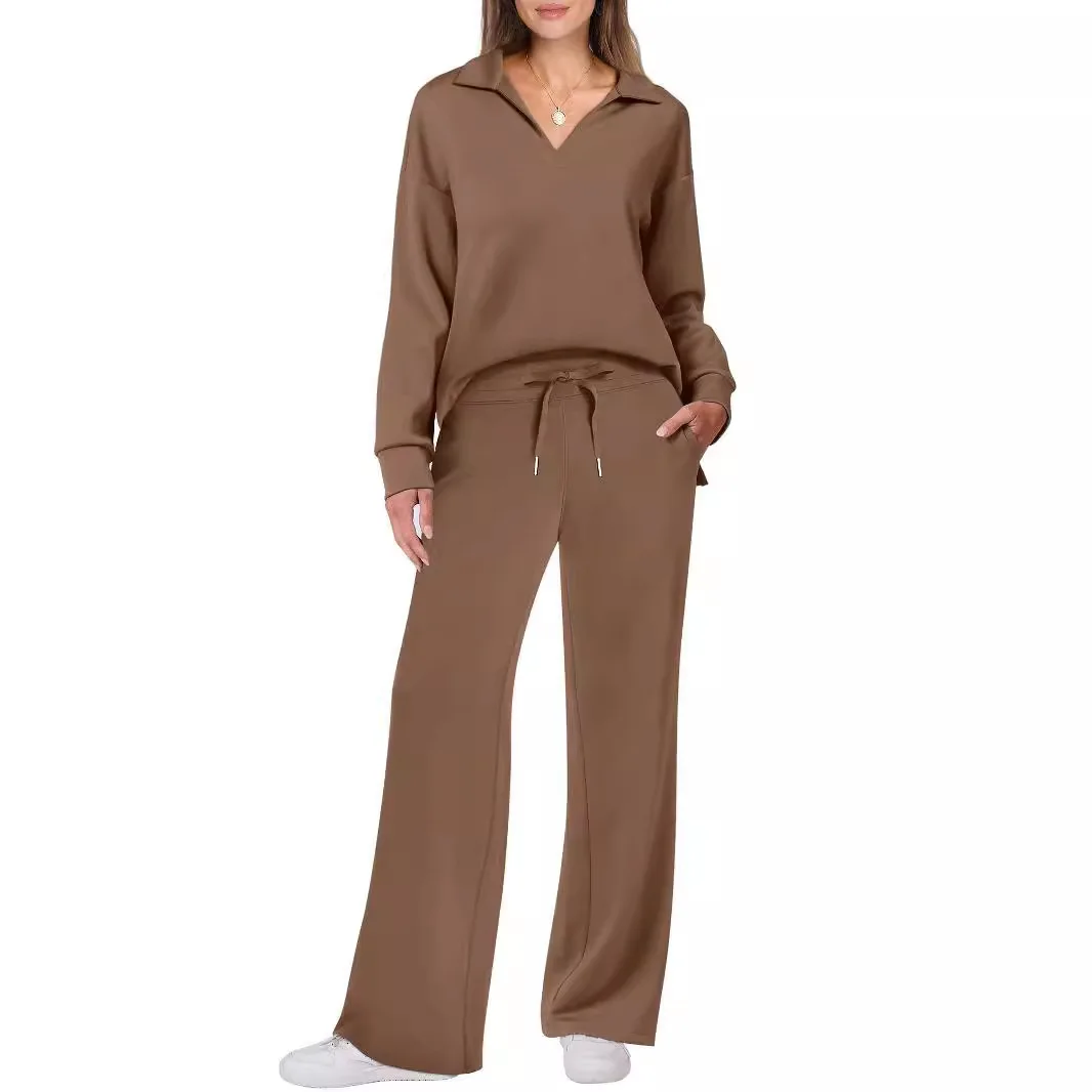 Women's 2 Piece Sets Outfits Casual Long Sleeve Sweatsuits Polo Top And Wide Leg Pants Matching Set
Women's 2 Piece Sets Outfits Casual Long Sleeve Sweatsuits Polo Top And Wide Leg Pants Matching Set