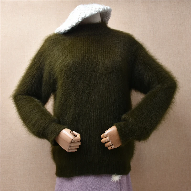 04 Ladies Women Fall Winter Green Hairy Mink Cashmere Knitted Turtleneck Slim Blouses Angora Rabbit Hair Jumper Sweater Pull Top
04 Ladies Women Fall Winter Green Hairy Mink Cashmere Knitted Turtleneck Slim Blouses Angora Rabbit Hair Jumper Sweater Pull Top