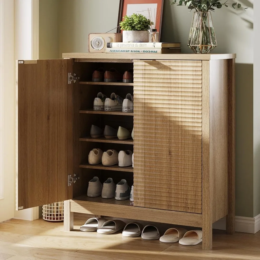 5-Tier Shoe Cabinet with Fluted Doors - Farmhouse Storage Organizer with Adjustable Shelves
5-Tier Shoe Cabinet with Fluted Doors - Farmhouse Storage Organizer with Adjustable Shelves