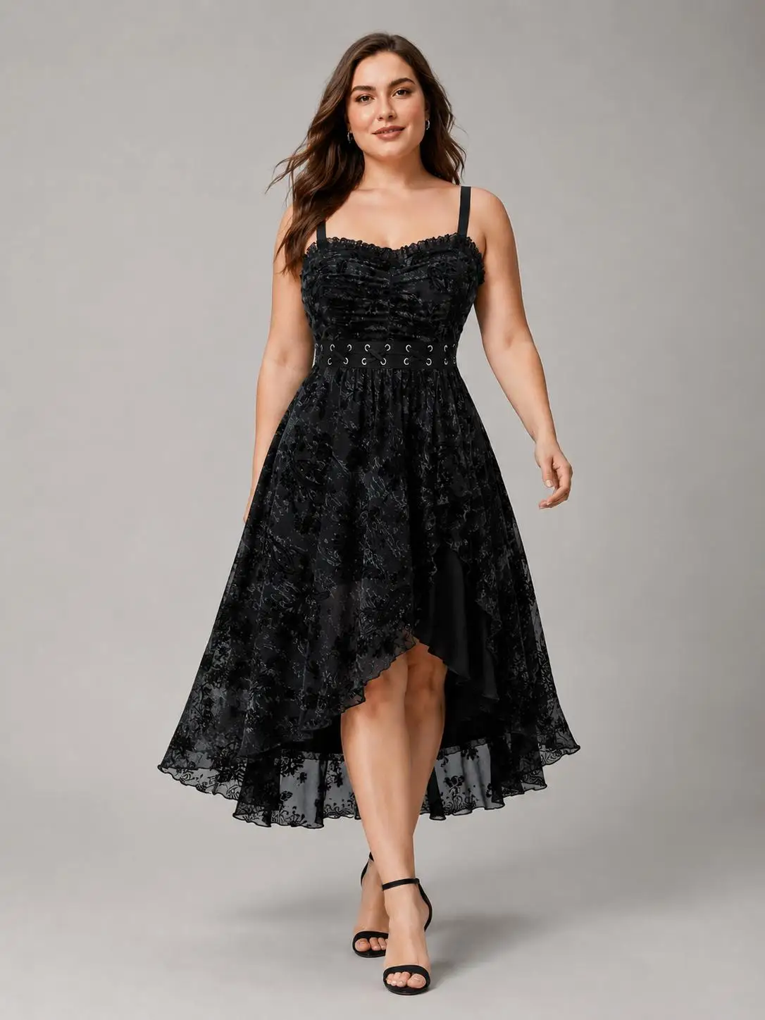 ROSEGAL Plus Size Women's Dresses New Black Flowers Lace Trim Ruched Ruffles Lace-up Grommets High Low Tank Dress Vestidos
ROSEGAL Plus Size Women's Dresses New Black Flowers Lace Trim Ruched Ruffles Lace-up Grommets High Low Tank Dress Vestidos