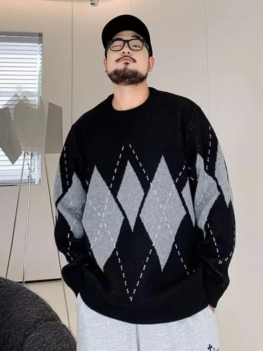 plus Size Men's Knitted Sweater round Ne Pullover Diamond Pattern Trendy Autumn Winter Casual Loose Fit Faionable
plus Size Men's Knitted Sweater round Ne Pullover Diamond Pattern Trendy Autumn Winter Casual Loose Fit Faionable