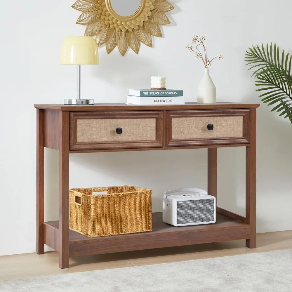 Boho Console Table with Burlap Rattan Drawers, 2 Tier Modern Narrow Entryway Table Foyer Table with Open Storage Shelves, Hallwa
Boho Console Table with Burlap Rattan Drawers, 2 Tier Modern Narrow Entryway Table Foyer Table with Open Storage Shelves, Hallwa