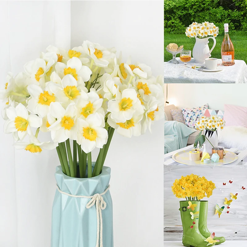 6pcs Artificial Narcissus Fake Flower Bouquet Indoor Garden Home Room Desktop Decoration Wedding Festival Party Decor Ornaments
6pcs Artificial Narcissus Fake Flower Bouquet Indoor Garden Home Room Desktop Decoration Wedding Festival Party Decor Ornaments