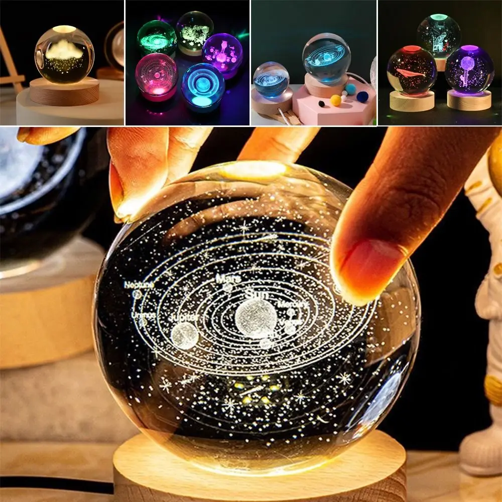 Подарок проекторы Moon Galaxy с деревянной подставкой, Хрустальные шарики, 3D лазерная гравировка, узор, светодиодный ночник, светящийся хрустальный шар
Подарок проекторы Moon Galaxy с деревянной подставкой, Хрустальные шарики, 3D лазерная гравировка, узор, светодиодный ночник, светящийся хрустальный шар
