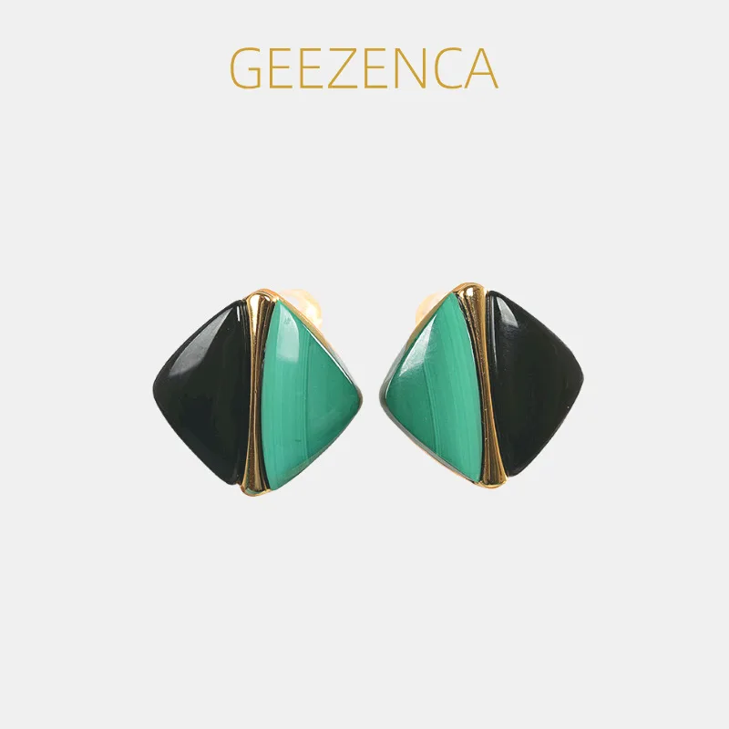 GEEZENCA 925 Silver 18K Gold Natural Malchite Onyx Square Small Stud Earrings Women Trendy Dainty Lightweight Earring Gift Her
GEEZENCA 925 Silver 18K Gold Natural Malchite Onyx Square Small Stud Earrings Women Trendy Dainty Lightweight Earring Gift Her