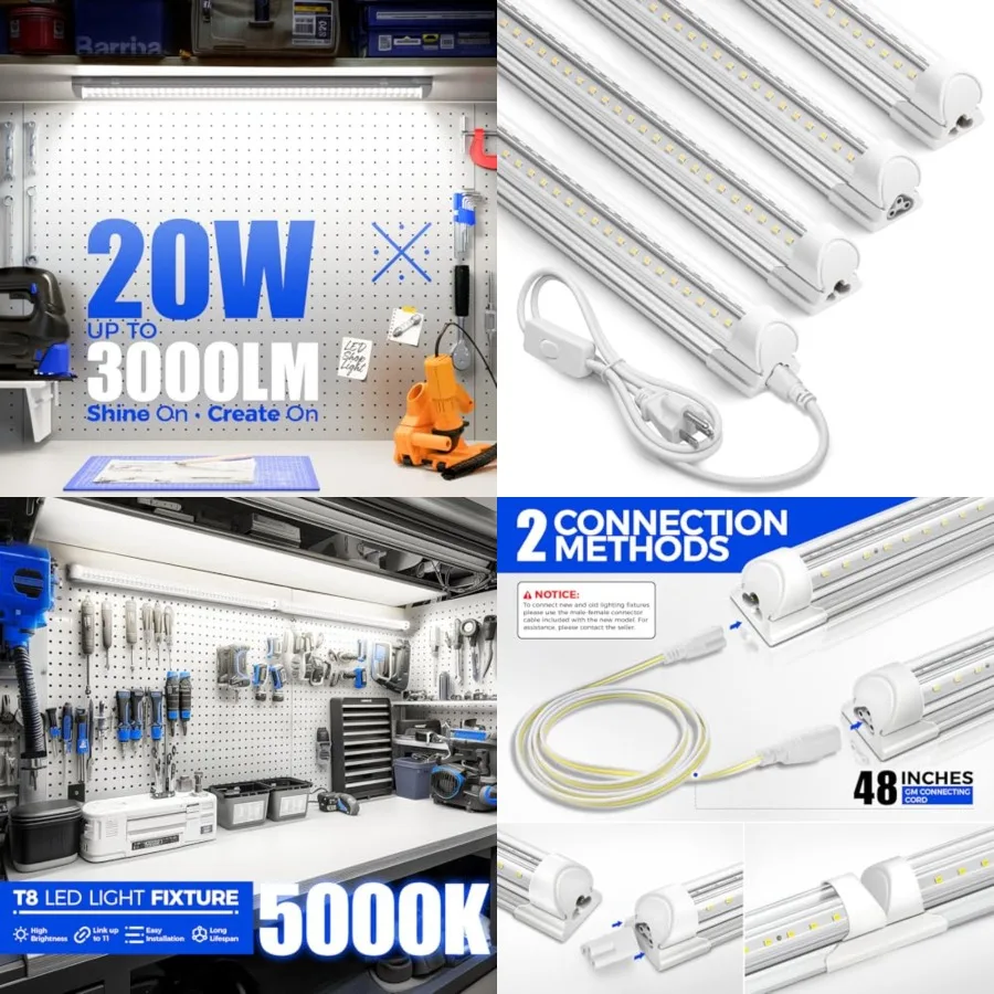 2Feet LED Shop Light, 3000LM, 20W, T8 Shop Lights for Garage, Workbench, Cabinet, Workshop, Room, LED Tube Lights, Linkable Cei
2Feet LED Shop Light, 3000LM, 20W, T8 Shop Lights for Garage, Workbench, Cabinet, Workshop, Room, LED Tube Lights, Linkable Cei